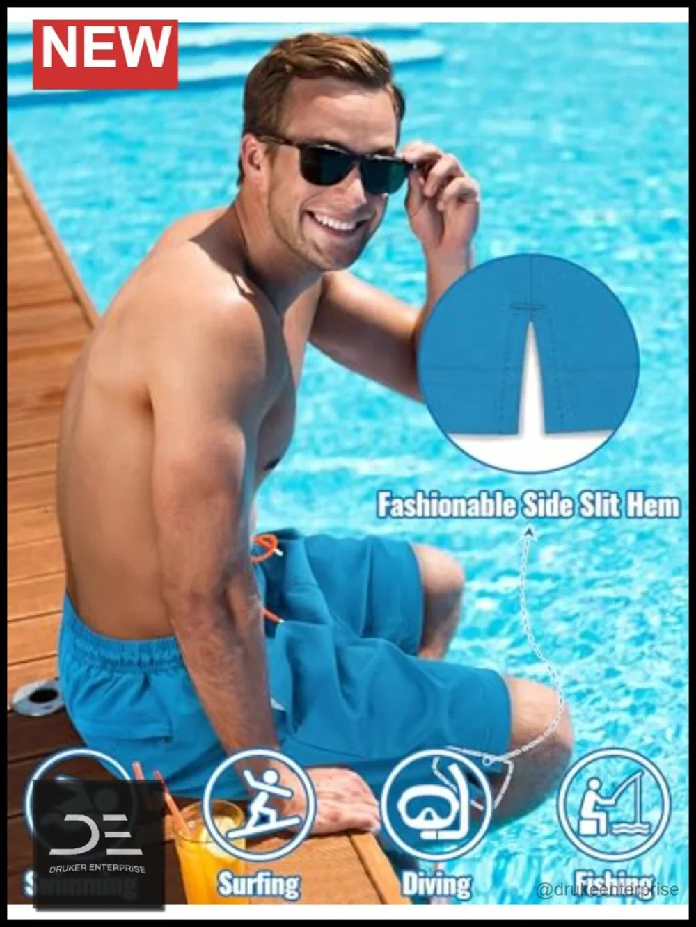 Quick-Dry Swim Trunks with Compression Liner, 7-Inch Inseam, Board Shorts